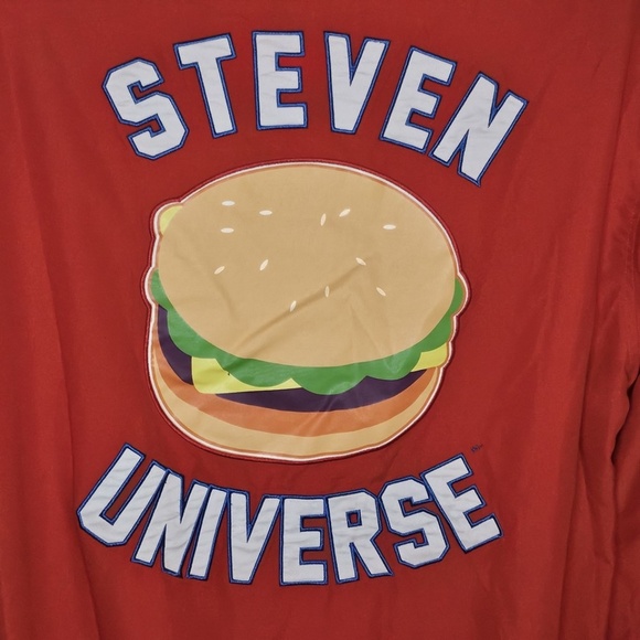Cartoon Network Red Steven Universe Varsity Snap Hoodie Jacket Cheeseburger L - Picture 10 of 14